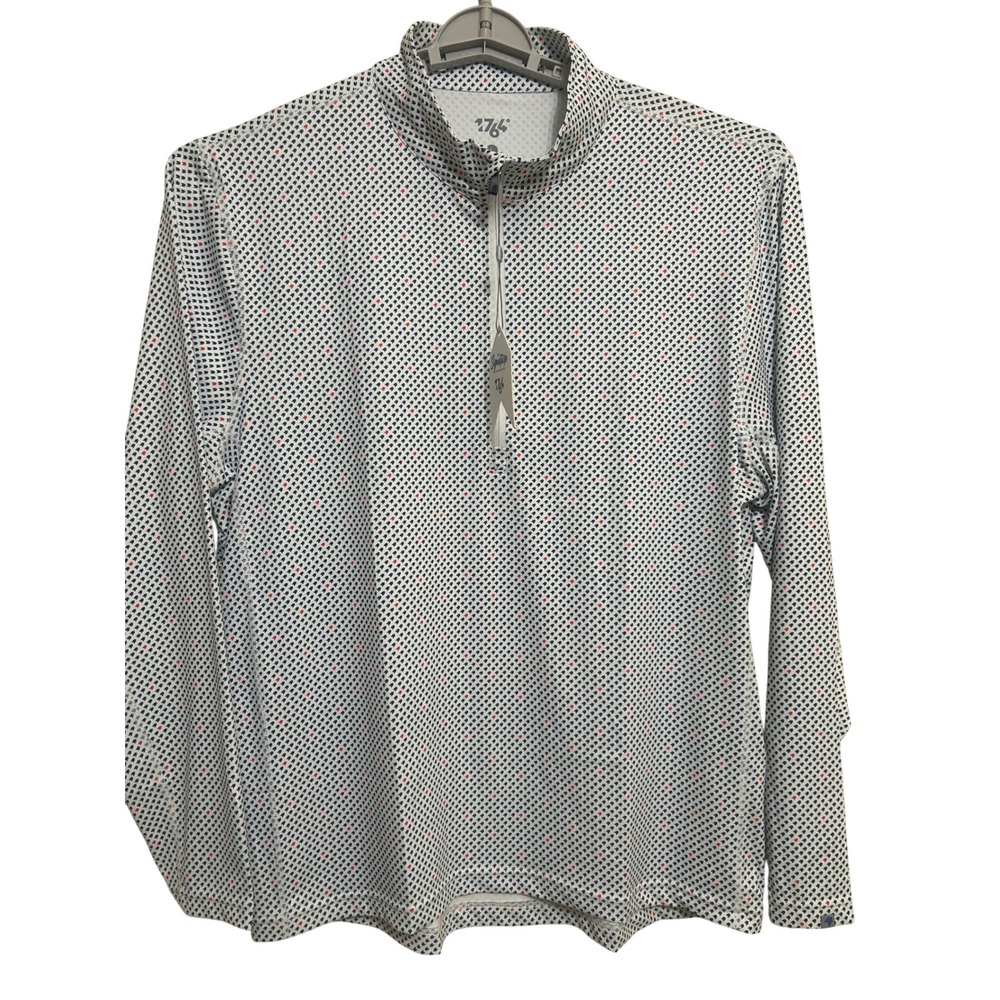 1764 Quarter Zip Pullover Mens Large White NEW‎ Patterned Signature Collection